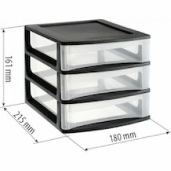 Tour 3 Tiroirs Pm 180x215x161 Noir EDA - 17732