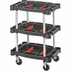 Servante D'atelier Plastique 3 Plateaux Multi Rangements Spécial Garage 650x460x880mm DRAKKAR EQUIPEMENT - 72541