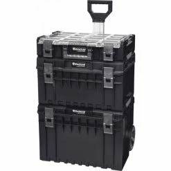 Servante Sur Roues X 3 Boîtes De Rangement + Poignée Télescopique 600x460x835mm DRAKKAR EQUIPEMENT - 72729