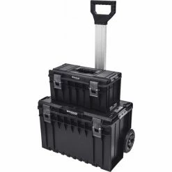 Servante Sur Roues X 2 Boîtes De Rangement + Poignée Télescopique 600x460x765mm DRAKKAR EQUIPEMENT - 72731